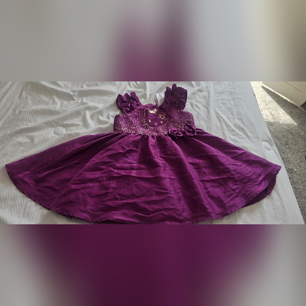Hello Kitty Dress Girls Summer Purple Gold EUC 2t Magenta Purple Gold